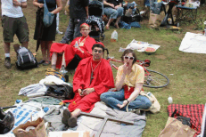 Bishops lounging on the grass