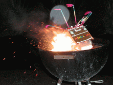 burning gingerbread house