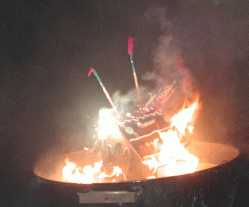 burning gingerbread house