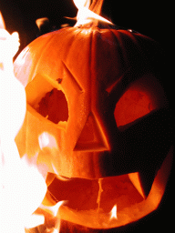 Flaming jack-o-lantern photo