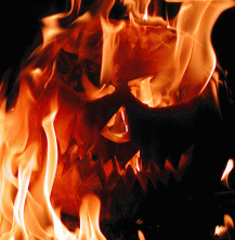 Burning pumpkin photo for Halloween