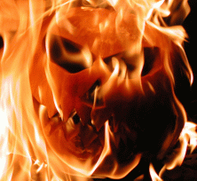 Burning pumpkin photo for Halloween