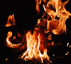 Burning pumpkin photo for Halloween