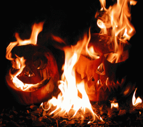 Burning pumpkin photo for Halloween
