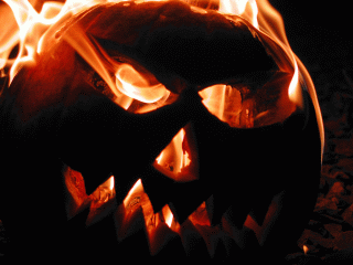 Burning pumpkin photo for Halloween