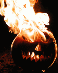 Burning pumpkin photo for Halloween