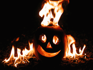 Burning pumpkin photo for Halloween