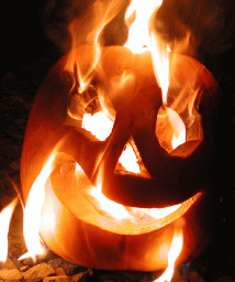 Burning pumpkin photo for Halloween